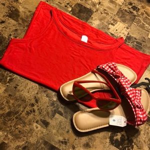 3 for $30 SALE Red Tank & Red Gingham Bow Flops ❤️